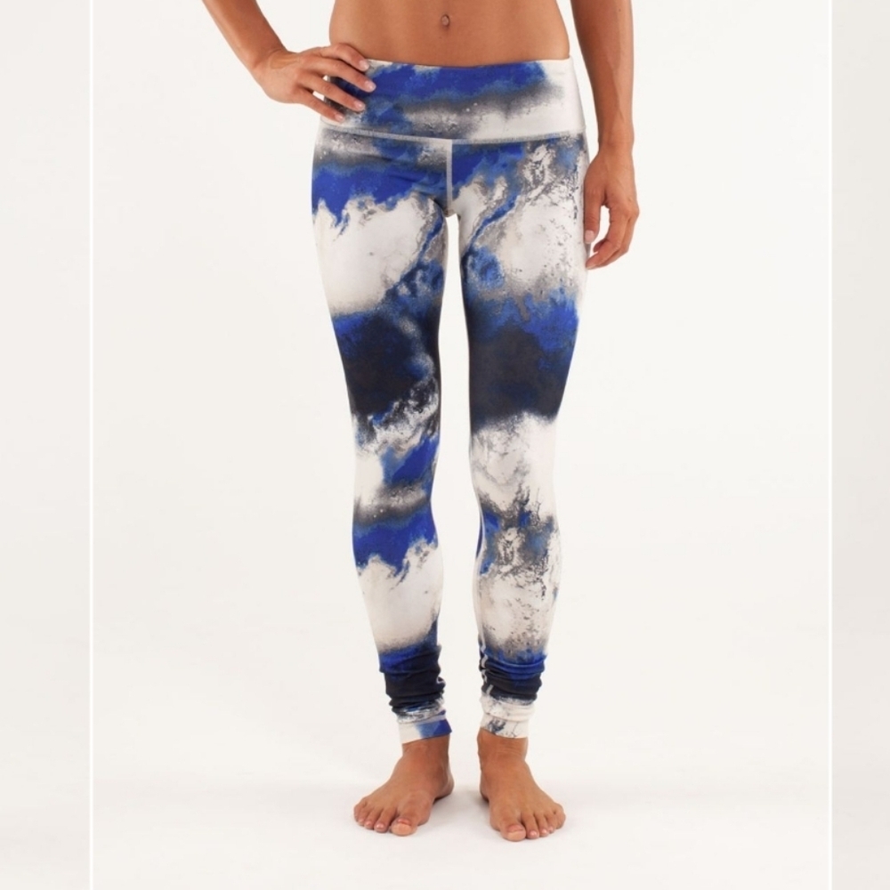 RARE Lululemon Wunder Under Pant. Milky Way Multi (Cream, Grey, Blue, Black). 8.
